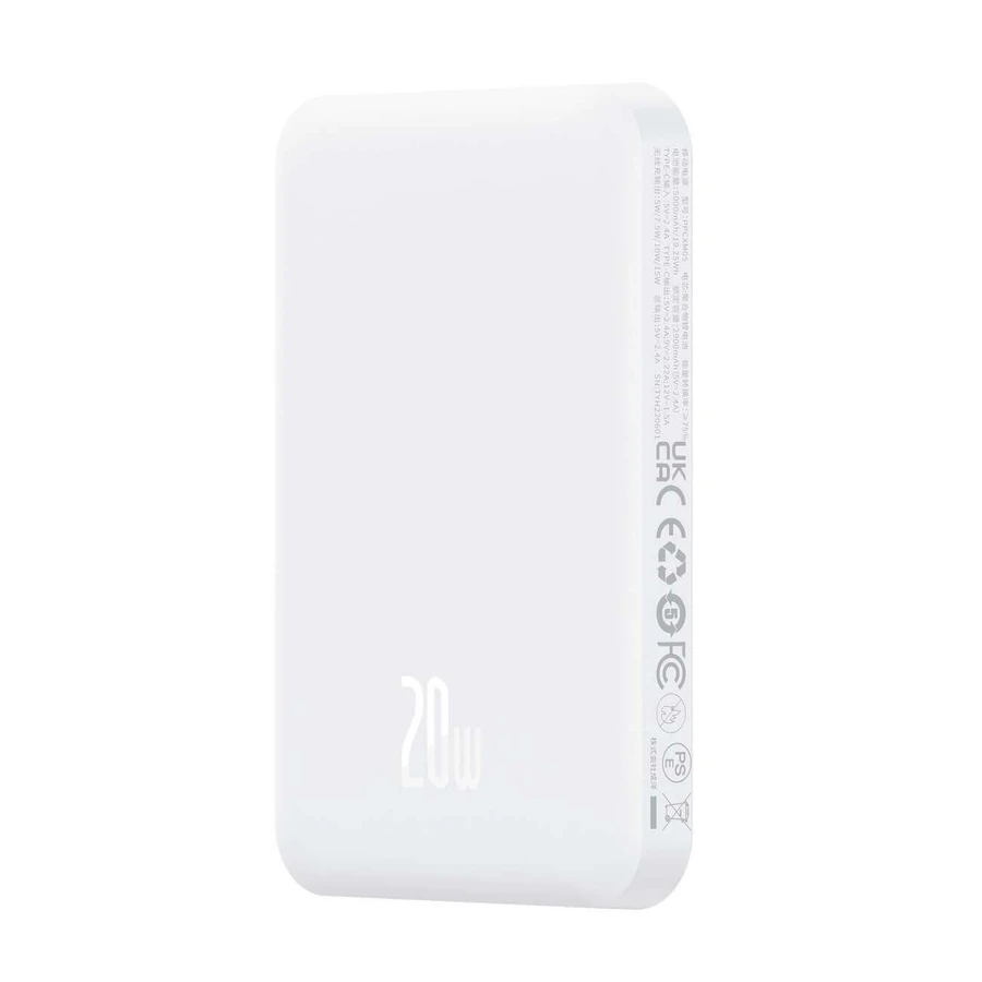 Внешний аккумулятор Baseus Mini Power Bank 5000 мАч 20 Вт + кабель USB-C (20 В/3 А) - белый: цены и характеристики