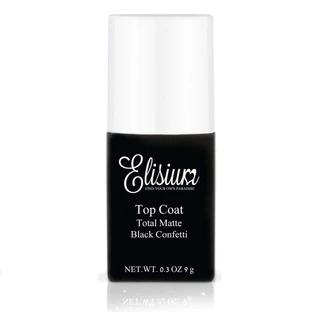 Elisium Matte Top Coat для гібридних лаків для нігтів Black Confetti, 9 г