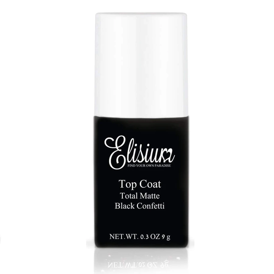 Elisium Matte Top Coat для гібридних лаків для нігтів Black Confetti, 9 г: ціни та характеристики