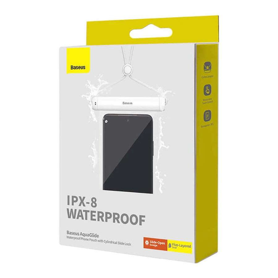 Водонепроникний корпус Baseus AquaGlide BS-PC030 IPX8 із циліндричною застібкою - білий: ціни та характеристики