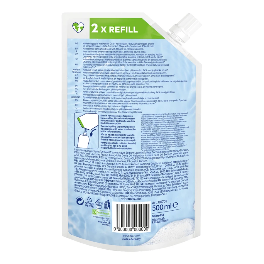 Пенящееся мыло Nivea Refill, 500 мл: цены и характеристики