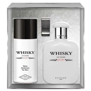 Туалетна вода Evaflor Whisky Homme Sport, 100 мл + Дезодорант, 150 мл + Затиск для грошей