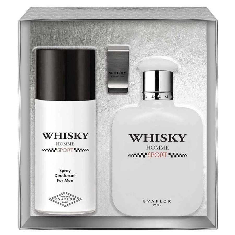 Туалетна вода Evaflor Whisky Homme Sport, 100 мл + Дезодорант, 150 мл + Затиск для грошей: ціни та характеристики