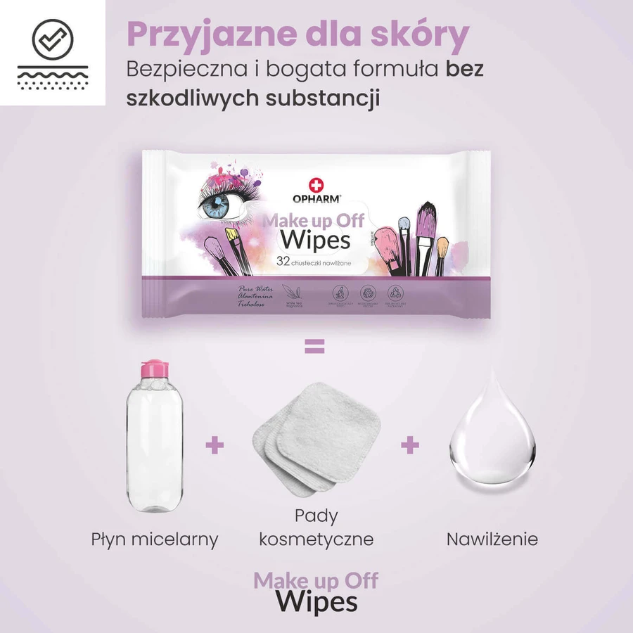 Opharm Make Up Off Wipes, серветки для зняття макіяжу, 32 шт.: ціни та характеристики