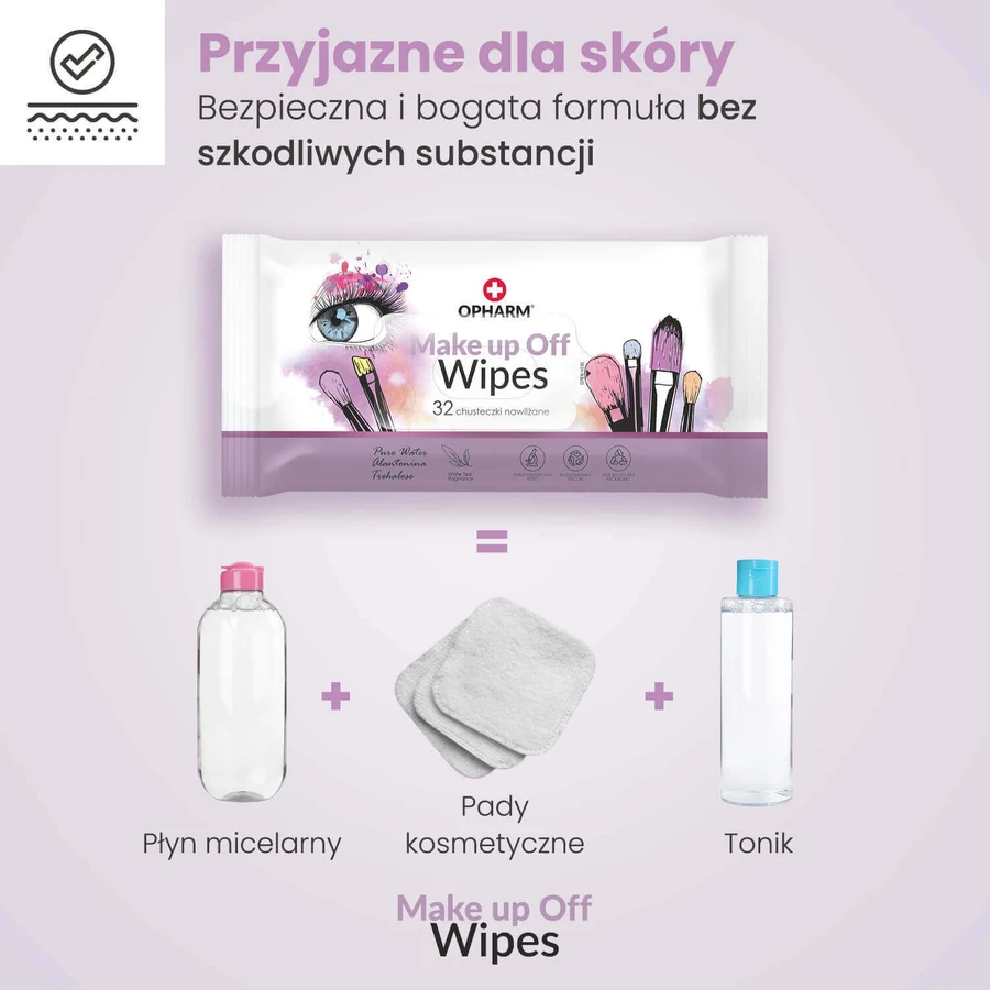Opharm Make Up Off Wipes, серветки для зняття макіяжу, 32 шт.: ціни та характеристики