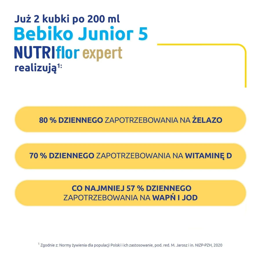 Набір Bebiko Junior 5 Nutriflor Expert, formulă hrănitoare pe basă de lapte, pentru preșcolari, 3 x 600 g + Bambino, șervețele umede, de la naștere, 63 gratuit: ціни та характеристики