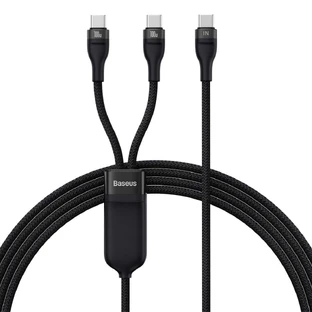 Кабель для швидкого заряджання Baseus Flash Series Ⅱ 2-в-1 USB-C - 2xUSB-C 100 Вт 1,5 м чорний
