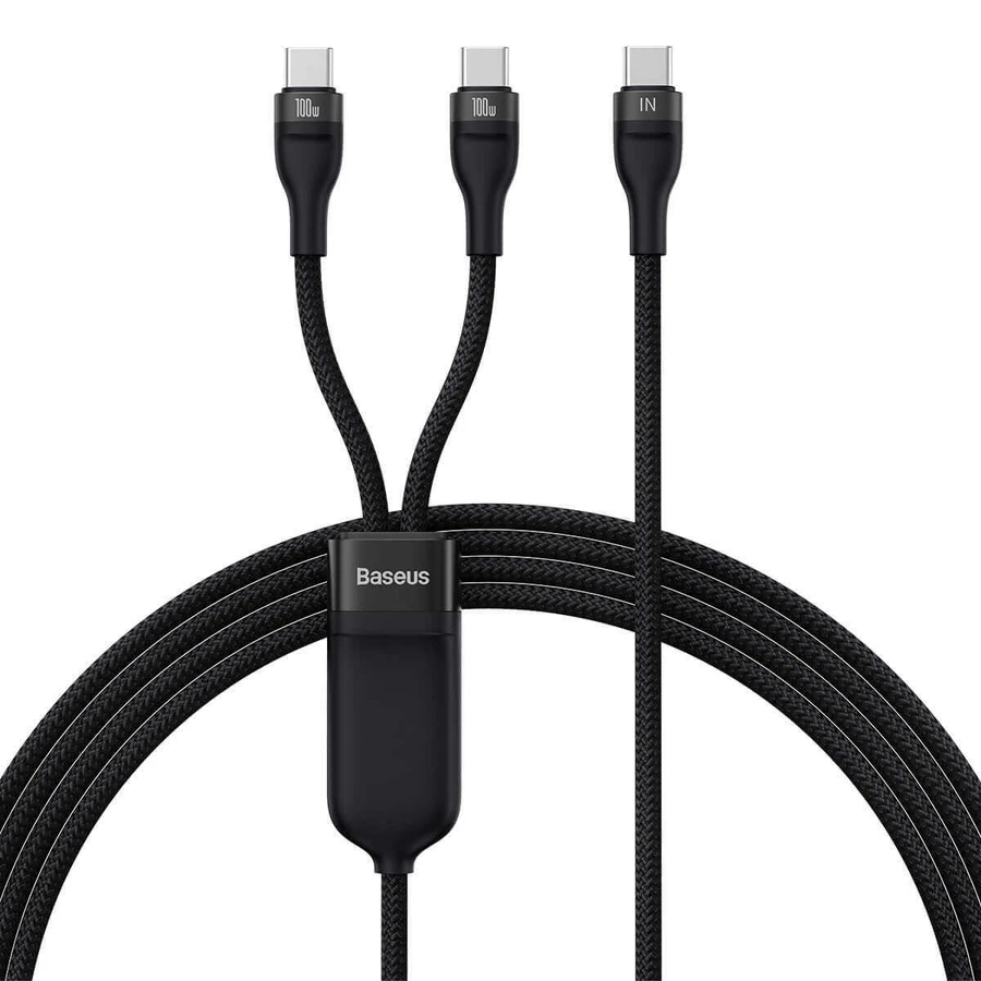 Кабель для швидкого заряджання Baseus Flash Series Ⅱ 2-в-1 USB-C - 2xUSB-C 100 Вт 1,5 м чорний: ціни та характеристики