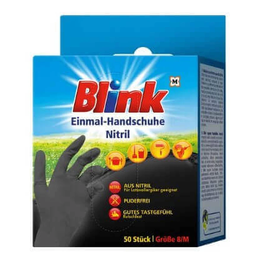 Blink, Одноразовые перчатки M, чёрные, 50 шт.: цены и характеристики