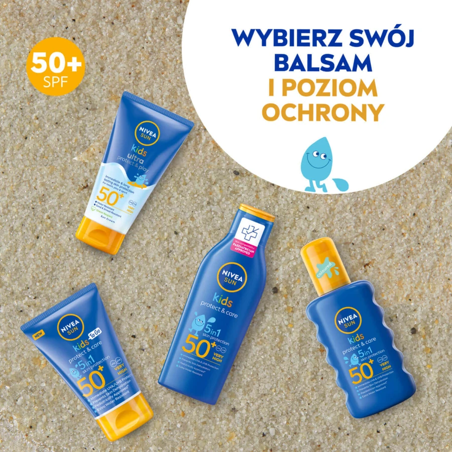 Nivea Sun Kids Protect & Care Set, защитный лосьон для детей 5-в-1, SPF 50+, 200 мл + лосьон после загара, 200 мл + сумка-рюкзак бесплатно: цены и характеристики