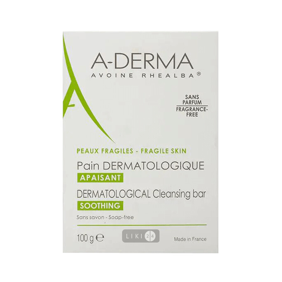 Дерматологическое мыло A-Derma на безмыльной основе с экстрактом овса реальба для раздраженной кожи лица и тела, 100 г: цены и характеристики