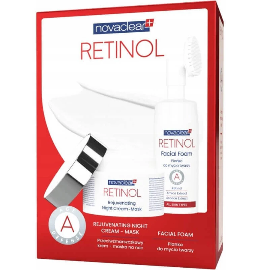 Novaclear Retinol Anti-Wrinkle Set нічна крем-маска 50 мл + пінка для очищення обличчя 100 мл: ціни та характеристики
