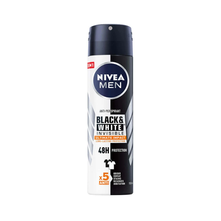 Спрей-антиперспірант Nivea Men Black & White Invisible Ultimate Impact, 150 мл: ціни та характеристики