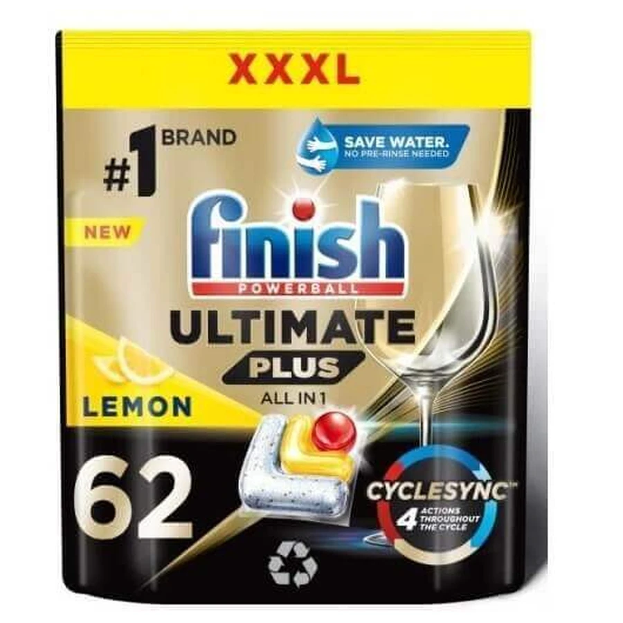 Капсули для посудомийної машини Finish Ultimate Plus Powerball AiO лимон 62 шт: ціни та характеристики