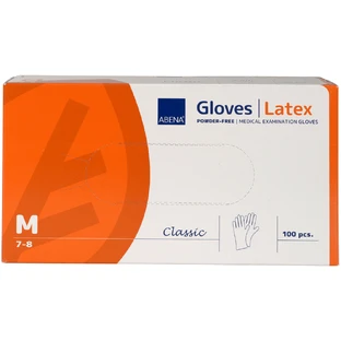 Abena, mănuși din latex, nesterile, fără pudră, mărimea M, 100 bucăți