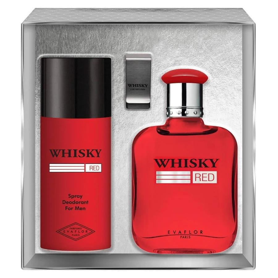 Туалетна вода Evaflor Whisky Red, 100 мл + Дезодорант, 150 мл + Затиск для грошей: ціни та характеристики