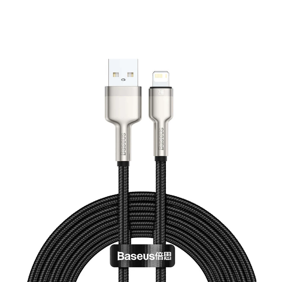 Кабель Baseus Cafule Series Metal Data USB-A / Lightning 2.4A 1м - чорний: ціни та характеристики