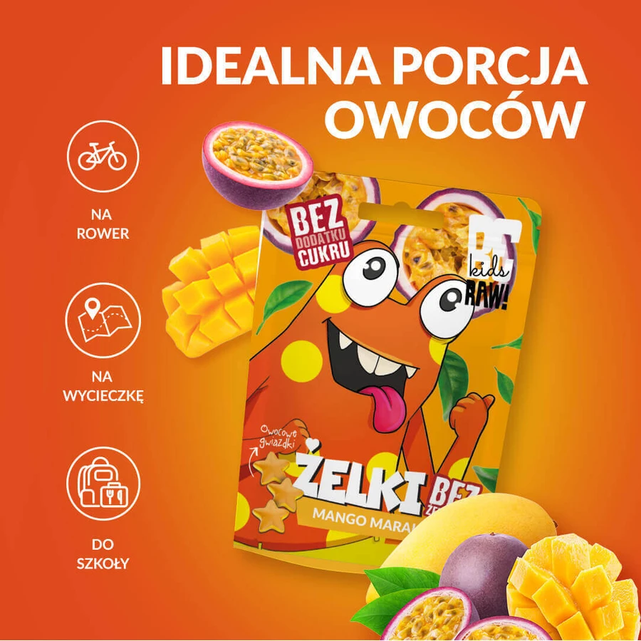 Набір BeRAW! Kids, желейні боби, манго, фруктовий пастила, fără zahăr adăugat, 4 х 35 г: ціни та характеристики