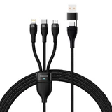 Кабель Baseus Flash Series II USB Type C / USB Type A - USB Type C / Lightning / Micro USB 100W 1.2m Black (CASS030101)