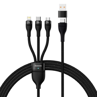 Кабель Baseus Flash Series II USB Type C / USB Type A - USB Type C / Lightning / Micro USB 100W 1.2m Black (CASS030101)