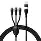Кабель Baseus Flash Series II USB Type C / USB Type A - USB Type C / Lightning / Micro USB 100W 1.2m Black (CASS030101)