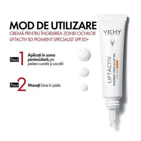 Крем для контура глаз против морщин с SPF 50+ Liftactiv B3, 15 мл, Vichy: цены и характеристики