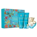 Туалетная вода Versace Dylan Turquoise Pour Femme, 100 мл + Туалетная вода, 5 мл + Гель для душа, 100 мл + Гель для тела 100 мл