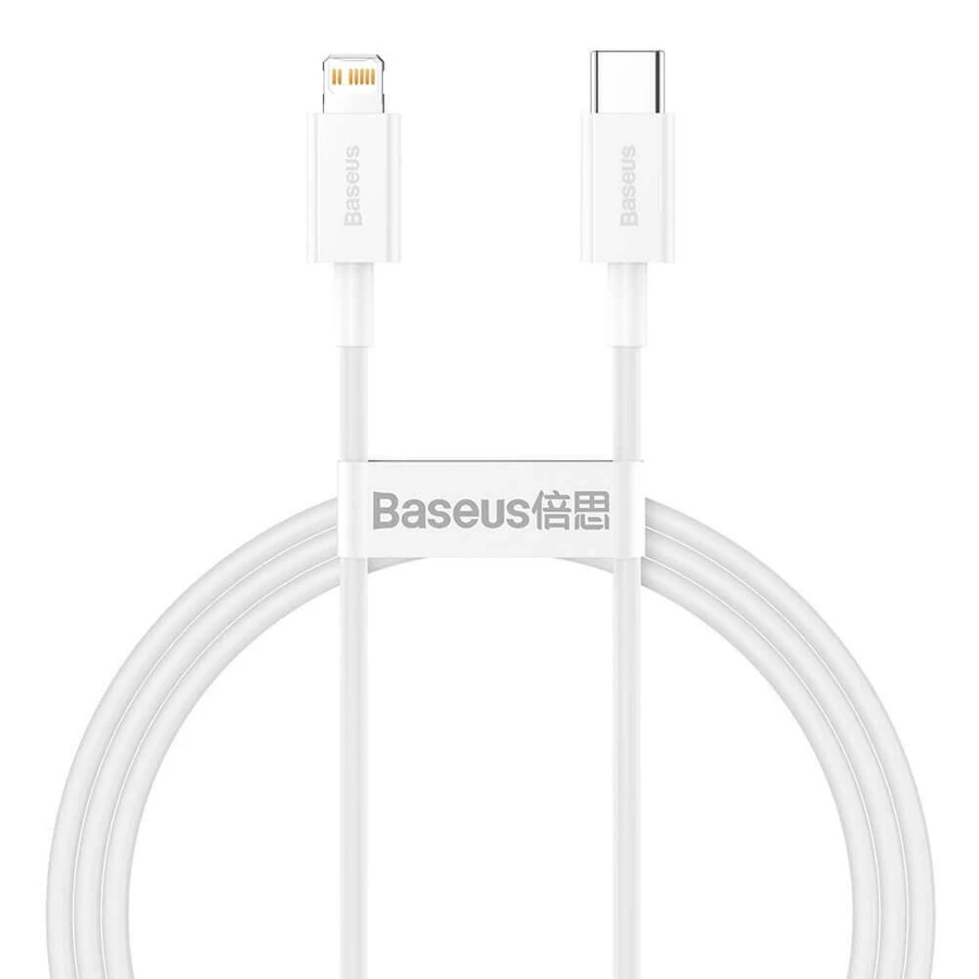 Кабель Baseus Superior Series USB-C / Lightning PD 20 Вт 1 м - білий: ціни та характеристики
