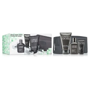 Набор Clinique Razor-ready Routine: крем для бритья, 125 мл + бальзам после бритья, 75 мл + скраб для лица, 30 мл + косметичка