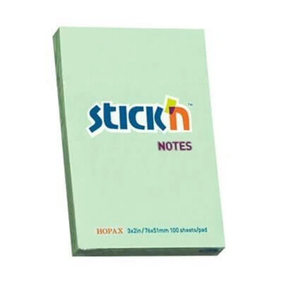 Stick'n, Sticky Notes, 100 аркушів, пастельно-зелений: ціни та характеристики