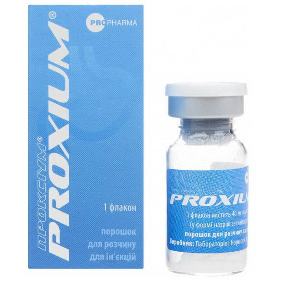 Проксіум пор. д/р-ну д/ін. 40 мг фл.: ціни та характеристики