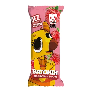 Набор BeRAW! Kids, батончик, căpșuni, banane, fără zahăr adăugat, 4 x 25 г
