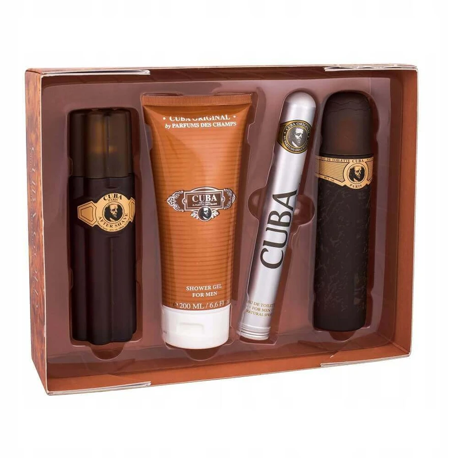 Cuba Original Cuba Gold Set: туалетная вода 100 мл + туалетная вода 35 мл + гель для душа 200 мл + лосьон после бритья 100 мл: цены и характеристики
