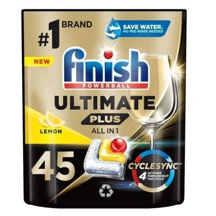 Капсулы для посудомоечной машины Finish Ultimate Plus Powerball AiO с лимоном, 45 штук: цены и характеристики