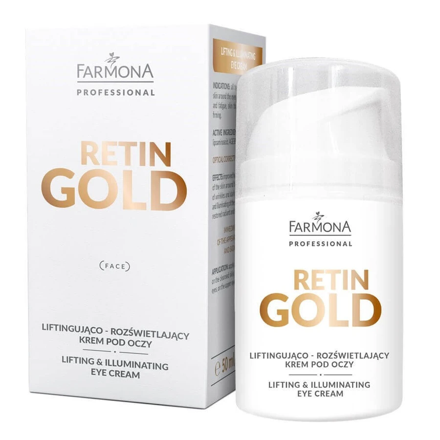 Підтягуючий і освітлюючий крем під очі Farmona Professional Retin Gold, 50 мл: ціни та характеристики
