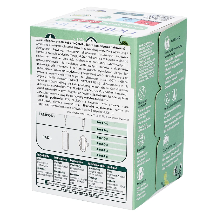 Natracare, tampoane sanitare din bumbac organic, Normal, 18 buc: ціни та характеристики