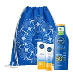 Набір Nivea Sun Shine Control, матуючий крем для обличчя з високим ступенем захисту, SPF 30, 50 мл + зволожуючий лосьйон від сонця, SPF 50+, 200 мл + безкоштовна сумка-рюкзак: ціни та характеристики