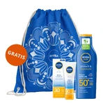 Набір Nivea Sun Shine Control, матуючий крем для обличчя з високим ступенем захисту, SPF 30, 50 мл + зволожуючий лосьйон від сонця, SPF 50+, 200 мл + безкоштовна сумка-рюкзак: ціни та характеристики