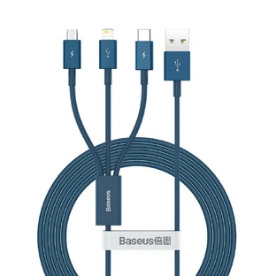 USB-кабель Baseus Superior 3in1 - Lightning / USB Type C / Micro USB 3.5A 1.5m Blue (CAMLTYS-03)