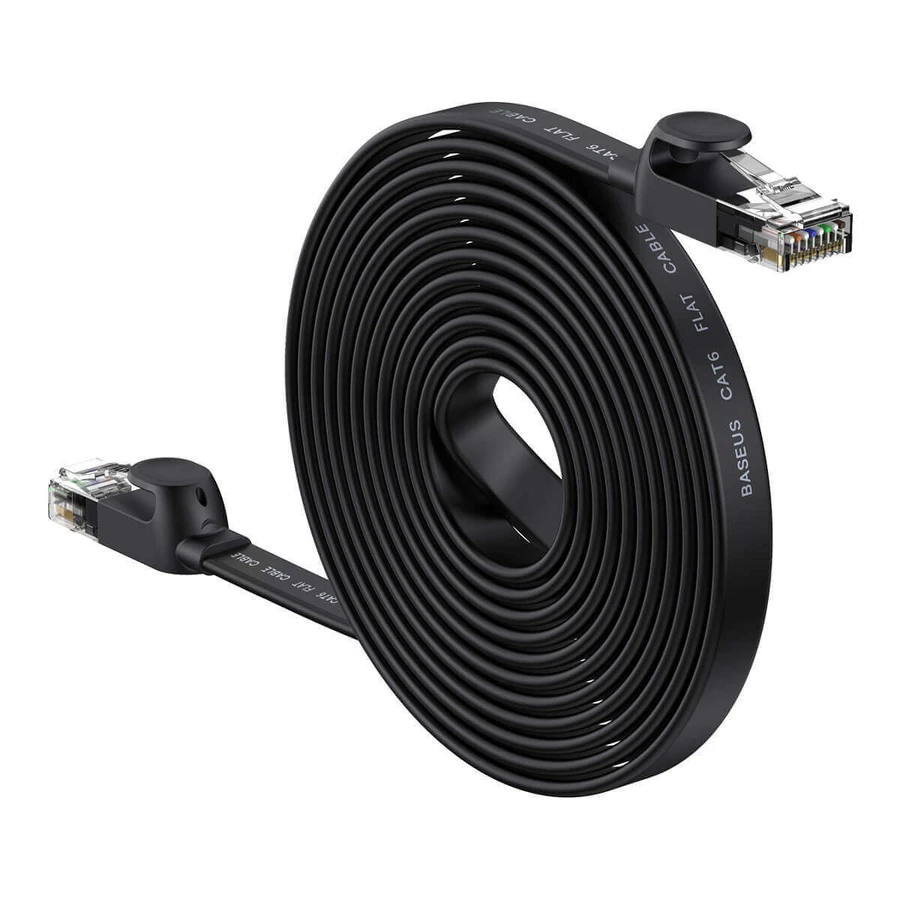 Мережевий плоский кабель Baseus Speed ​​​​Six RJ45 1000Mbps 15m чорний (WKJS000301): ціни та характеристики