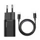 Швидкий настінний зарядний пристрій Baseus Super Si Quick Charge 3.0 Power Delivery 25W 3A + USB Type C - USB Type C 3A Cable 1m black (TZCCSUP-L01)