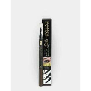 Многофункциональный карандаш для бровей 3 в 1 Brow Styler, 02 темно-коричневый, Eveline Cosmetics