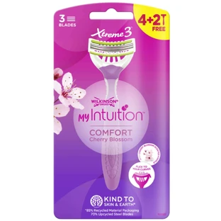 Гнучка бритва з 3 лезами та ручкою Xtreme 3 My Intuition Comfort, Cherry Blossom, 4 + 2 штуки, Wilkinson