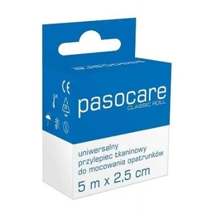 Пластырь Pasocare, тканевый рулон, 5 м х 2,5 см, рулон Classic, 1 шт.