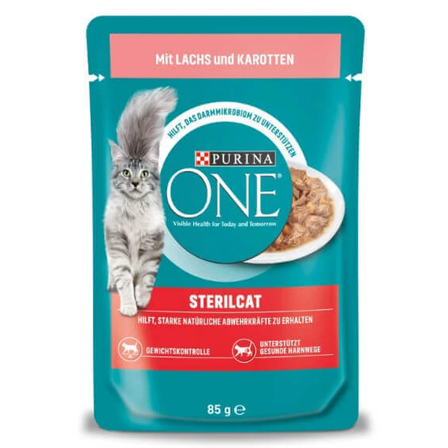 Purina, One, Вологий корм для стерилізованих кішок, лосось, 85г: ціни та характеристики