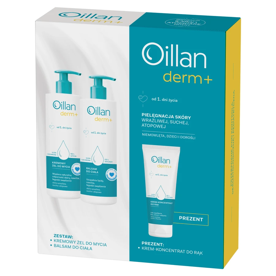 Oillan Derm+ Set Лосьон для тела 400 мл + Очищающее средство 400 мл + Крем для ран 75 мл: цены и характеристики