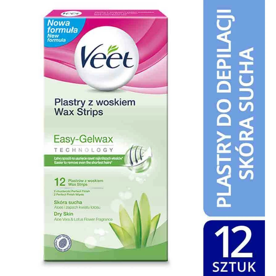 Воскові смужки Veet для депіляції тіла, сухої шкіри, 12 шт: ціни та характеристики