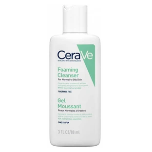 (Франция) CeraVe Foaming Cleanser, очищающий гель для нормальной и жирной кожи, 88 мл (3337875597340)