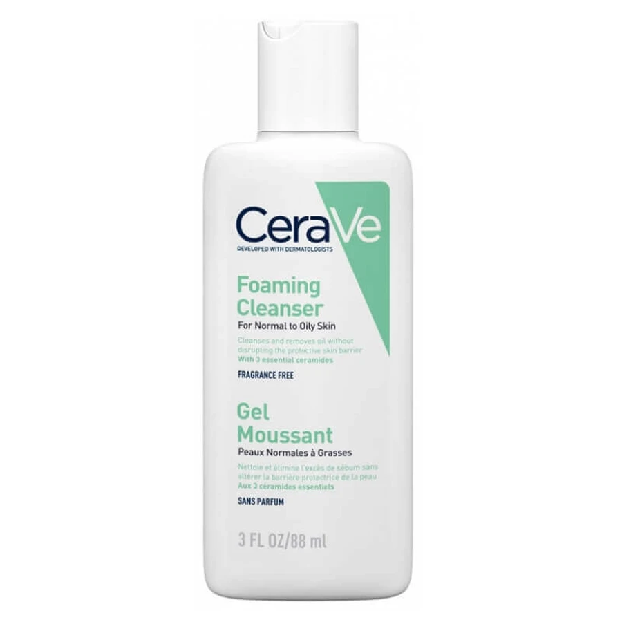 (Франция) CeraVe Foaming Cleanser, очищающий гель для нормальной и жирной кожи, 88 мл (3337875597340): цены и характеристики