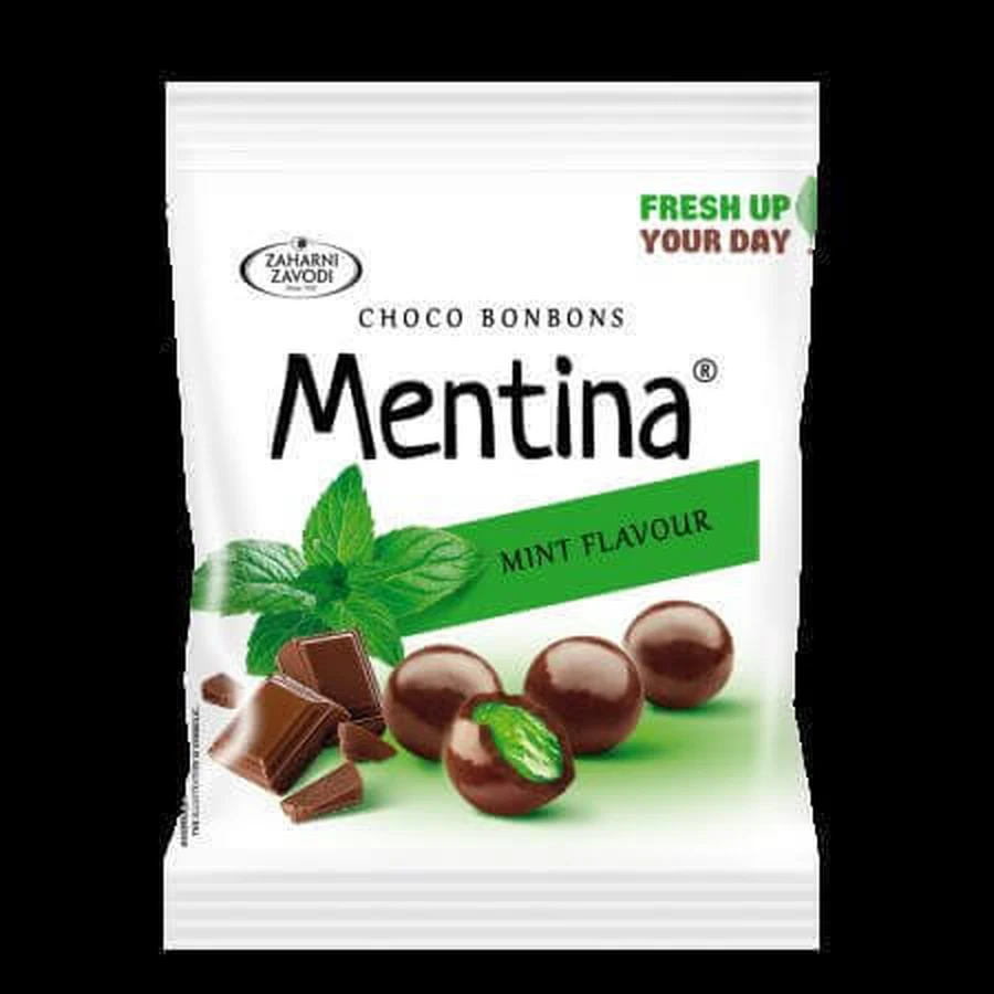 Желейні цукерки зі смаком м'яти, обгорнуті в чорний шоколад Choco Bonbons Mentina, 80 г, Захарні Заводи: ціни та характеристики